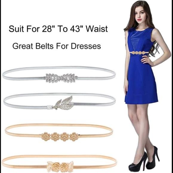 HaoPiDai Brand Gold Belts For Women Dress Skinny Luxury Elastic Waist Metal Chai main image 4